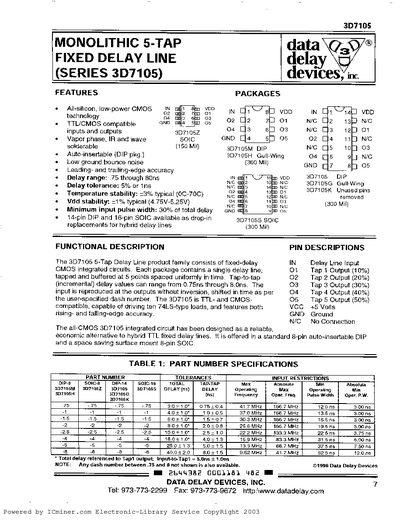 Data Delay Devices 3D7105 Monolithic 5‑Tap Fixed Delay Line Datasheet - cover page