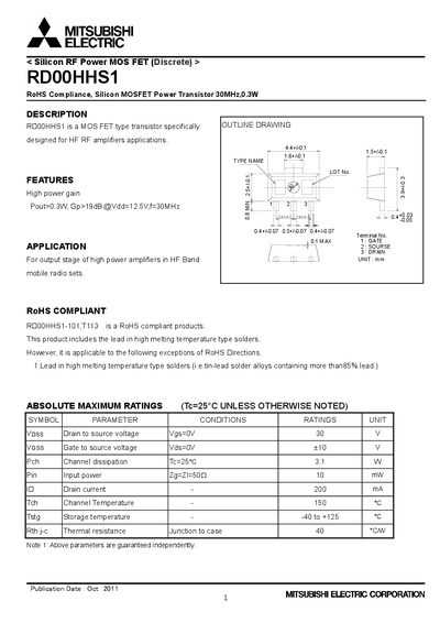 MITSUBISHI RD00HHS1 Manual - cover page
