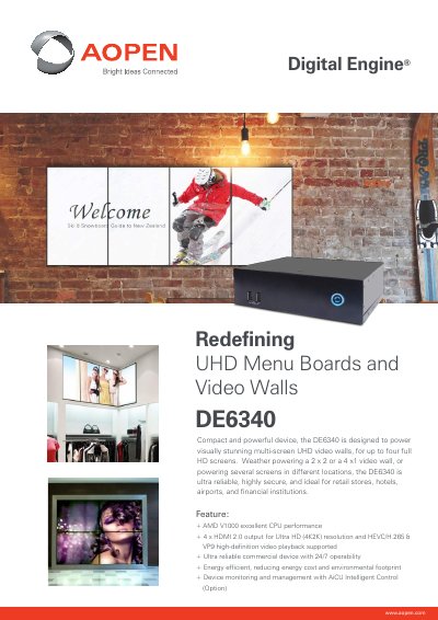 AOPEN DE6340 Media Player Product Leaflet - cover page