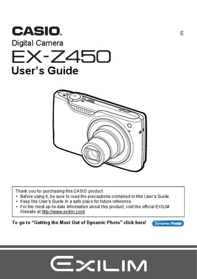 Casio EX-Z450 Digital Camera User's Guide
