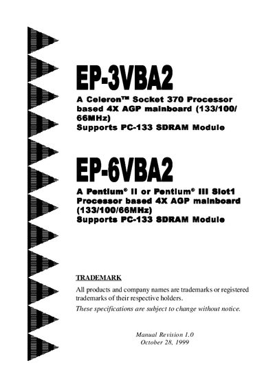 EP-3VBA2/EP-6VBA2 motherboard Manual - cover page