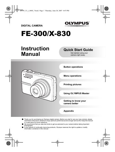 OLYMPUS FE-300/X-830 Manual(1) - cover page