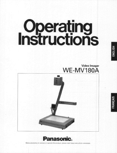 Panasonic WE-MV180A Video Imager User Manual