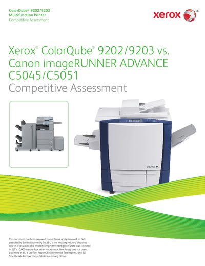 Xerox ColorQube 9202/9203 vs. Canon imageRUNNER ADVANCE C5045/C5051 Competitive Assessment - cover page