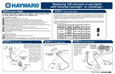 Hayward Universal ColorLogic/CrystaLogic 120V Pool/Spa Light Installation Guide - cover page