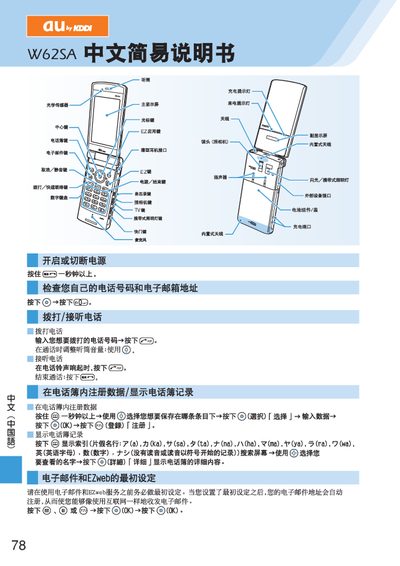 au by KDDI W62SA User Manual - cover page