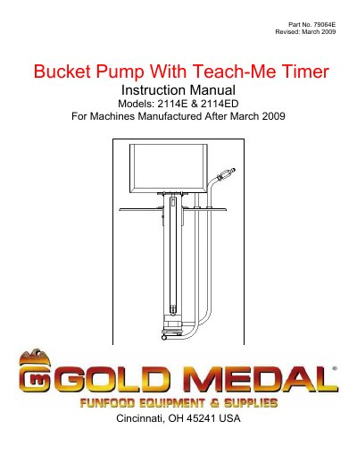 Gold Medal 2114E & 2114ED Bucket Pump Instruction Manual - cover page
