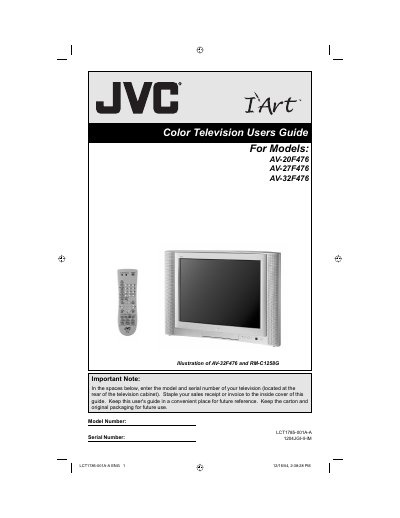 JVC AV-20F476/27F476/32F476 Color Television User's Guide - cover page