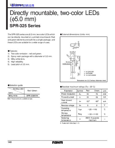 ROHM SPR-325 Series Two-Color LED Datasheet - cover page