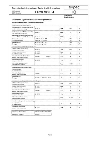 eupec FP20R06KL4 handbook - cover page