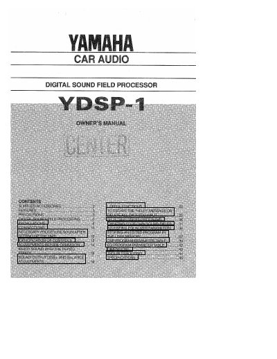 Yamaha YDSP-1 Digital Sound Field Processor User Manual - cover page