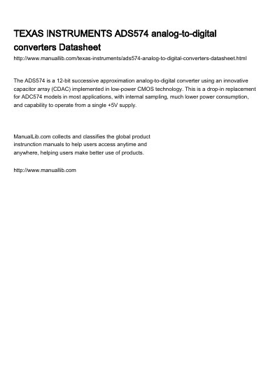 Burr-Brown ADS574 Analog-to-Digital Converter Datasheet - cover page