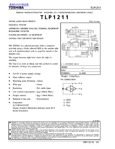 Toshiba TLP1211 Photointerrupter Datasheet