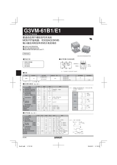 Omron G3VM-61B1/E1 MOS FET Relay User Manual - cover page