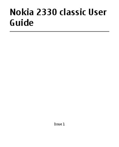Nokia 2330 classic User Guide - cover page