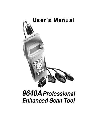 Actron 9640A Professional Enhanced Scan Tool User's Manual - cover page