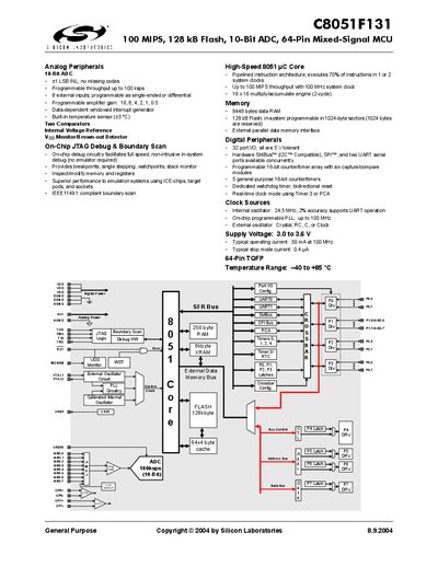 Silicon Laboratories C8051F131 Datasheet - cover page