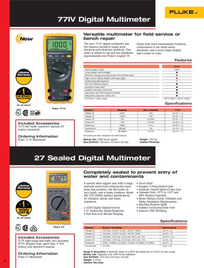 Fluke 77IV Digital Multimeter Product Leaflet - cover page