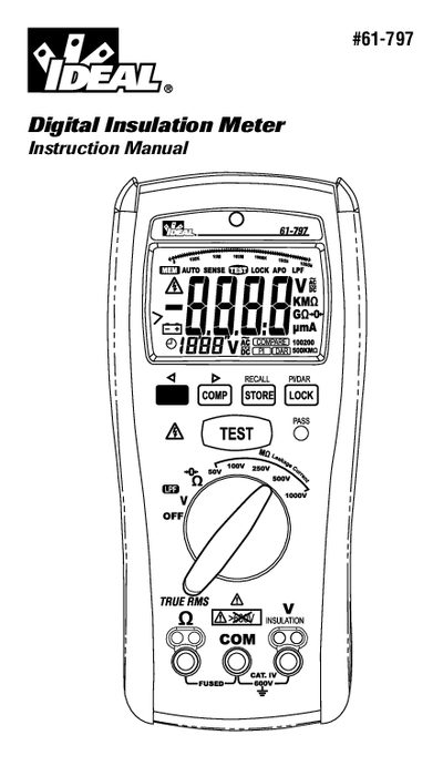 IDEAL 61-797 Digital Insulation Meter Instruction Manual - cover page