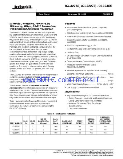 Intersil ICL3225E ICL3227E ICL3245E Datasheet - cover page