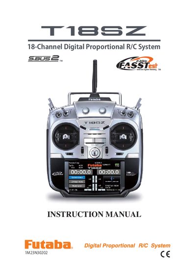 Futaba T18SZ Series Digital Proportional RC System Instruction Manual - cover page