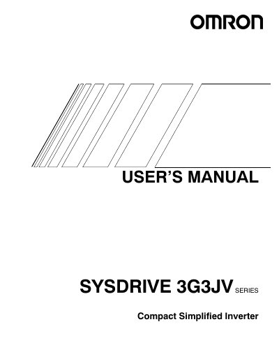 Omron SYSDRIVE 3G3JV User Manual - cover page