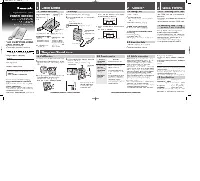 Panasonic KX-TS500B/KX-TS500W Integrated Telephone System Operating Instructions - cover page
