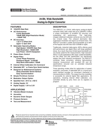 TEXAS INSTRUMENTS SBAS306F NOVEMBER 2004 REVISED OCTOBER 2007 Manual - cover page