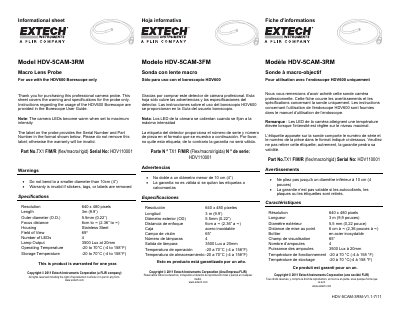 EXTECH HDV-5CAM-3RM/3FM USER GUIDE