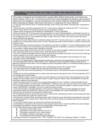 VisionQuest Renois HDTV User Manual - cover page