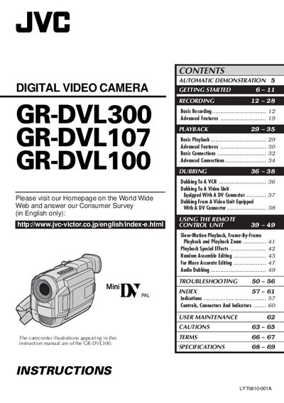 JVC GR-DVL300/GR-DVL107/GR-DVL100 User Manual - cover page