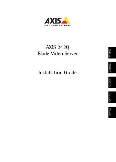 Axis 243Q Blade Video Server Installation Guide - cover page