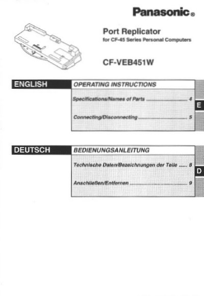 Panasonic CF-VEB451W Port Replicator Operating Instructions - cover page