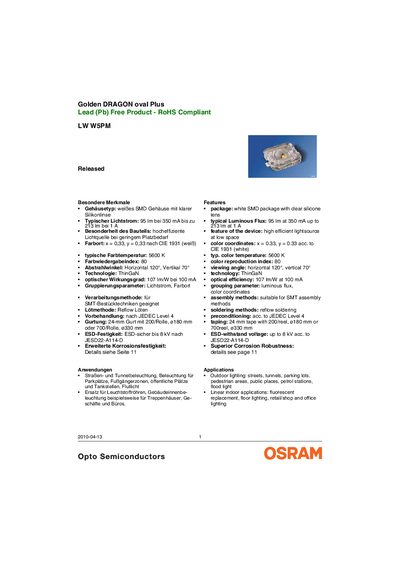 OSRAM LW W5PM LED Datasheet