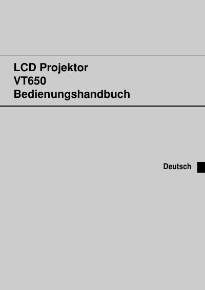 NEC VT650 Projector User Manual - cover page
