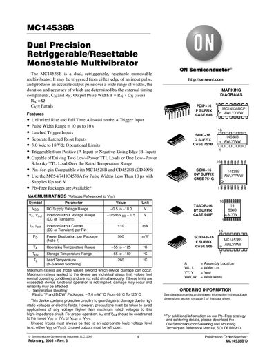 ON Semiconductor MC14538B Datasheet - cover page