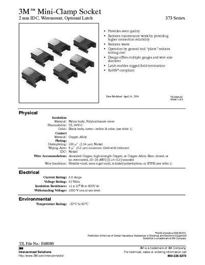 3M Mini-Clamp Socket 373 Series Product Leaflet - cover page