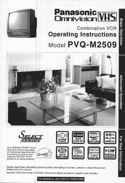 Panasonic PVQ-M2509 Combination VCR Operating Instructions - cover page