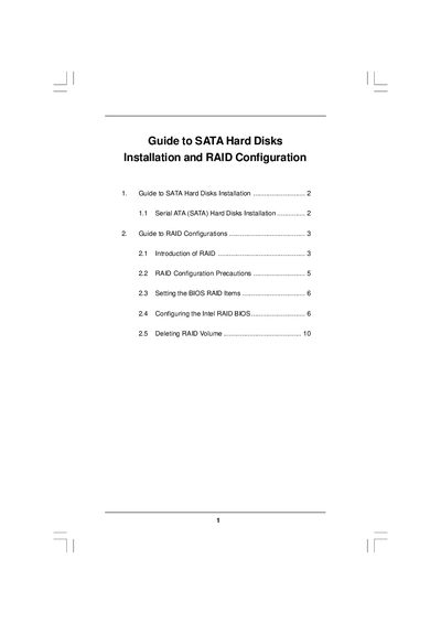 Intel SATA Hard Disk Installation and RAID Configuration Guide