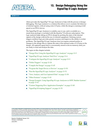 Altera SignalTap II Logic Analyzer Design Debugging Manual - cover page
