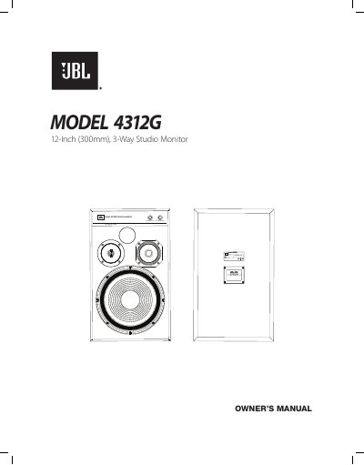 JBL 4312G 3-Way Studio Monitor - cover page