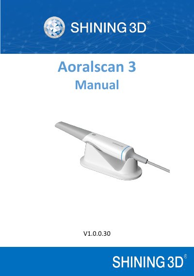 Shining 3D Aoralscan 3 Intraoral Scanner User Manual - cover page