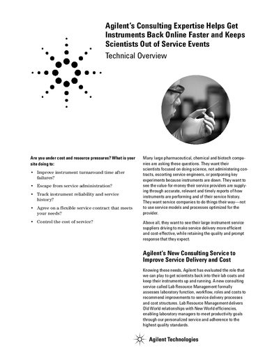 Agilent Lab Resource Management Consulting Service Overview - cover page
