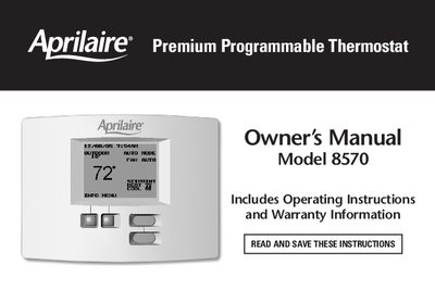 Aprilaire Model 8570 Thermostat Owner's Manual - cover page