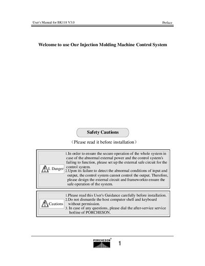 PORCHESON BK118 User Manual - cover page