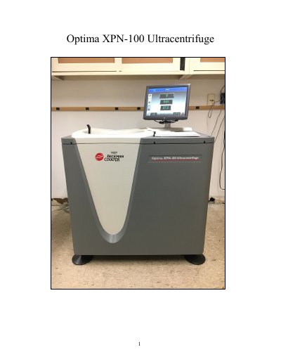 Beckman Coulter Optima XPN-100 Ultracentrifuge User Manual - cover page