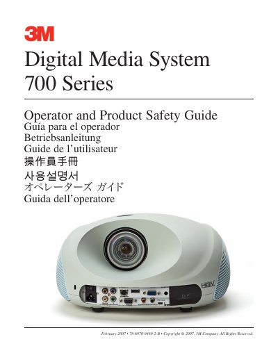 3M Digital Media System 700 Series Operator and Product Safety Guide - cover page