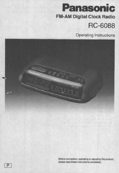 Panasonic RC-6088 FM-AM Digital Clock Radio Operating Instructions - cover page