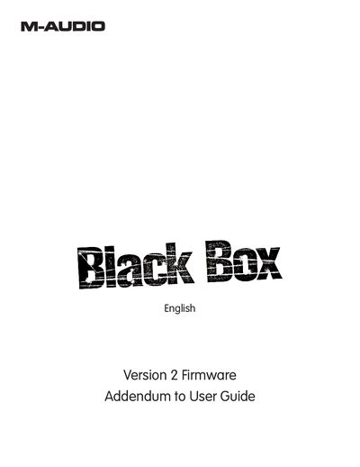 M-Audio Black Box Version 2 Firmware Addendum to User Guide - cover page