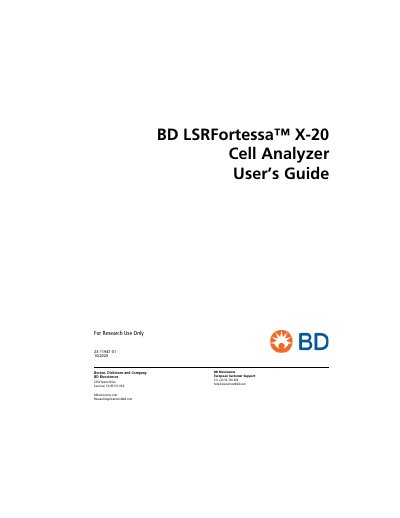 BD LSRFortessa X-20 Cell Analyzer User's Guide - cover page